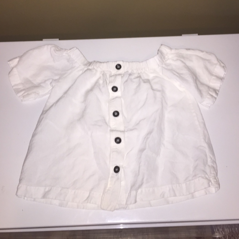 Off the shoulder, button up midriff!